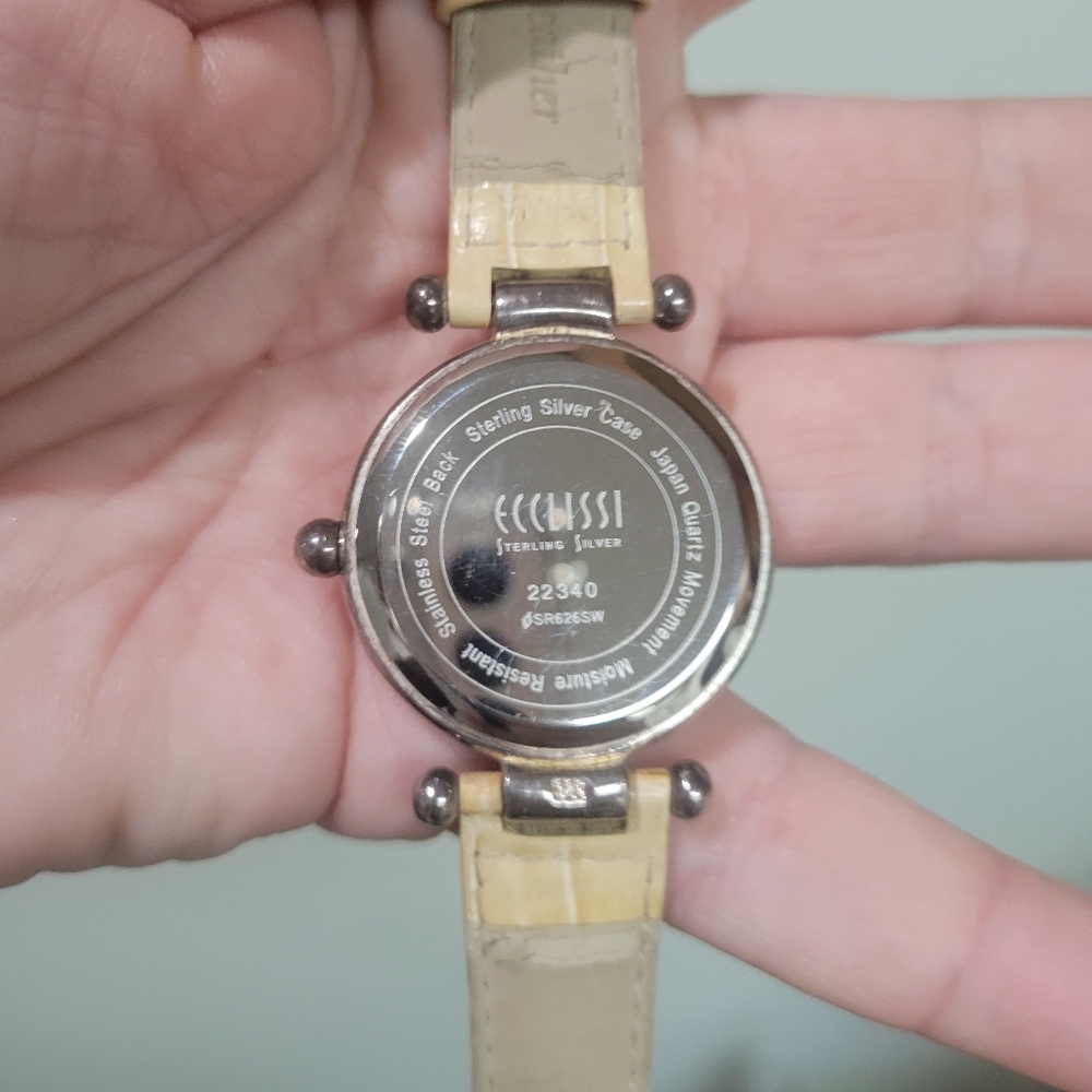 ECCLISSI 925 STERLING SILVER WATCH. VTG EXCELLENT Original Ecclissi Leather Band - Picture 3 of 14